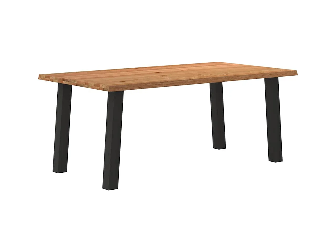 Table à manger marron clair bois de chêne massif rectangulaire