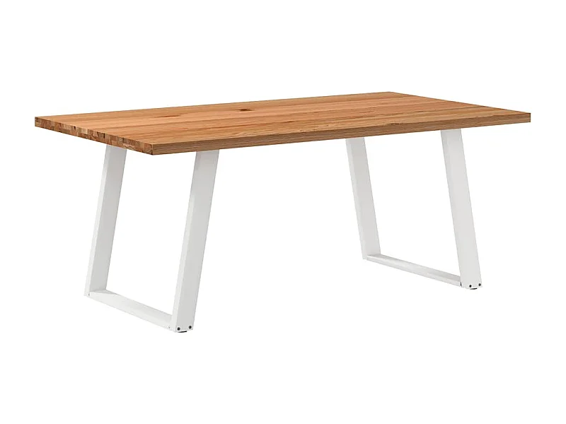 Table à manger marron clair bois de chêne massif rectangulaire