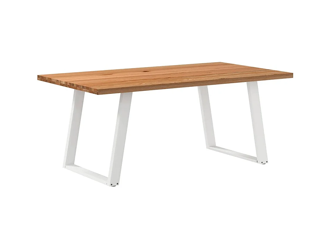 Table à manger marron clair bois de chêne massif rectangulaire