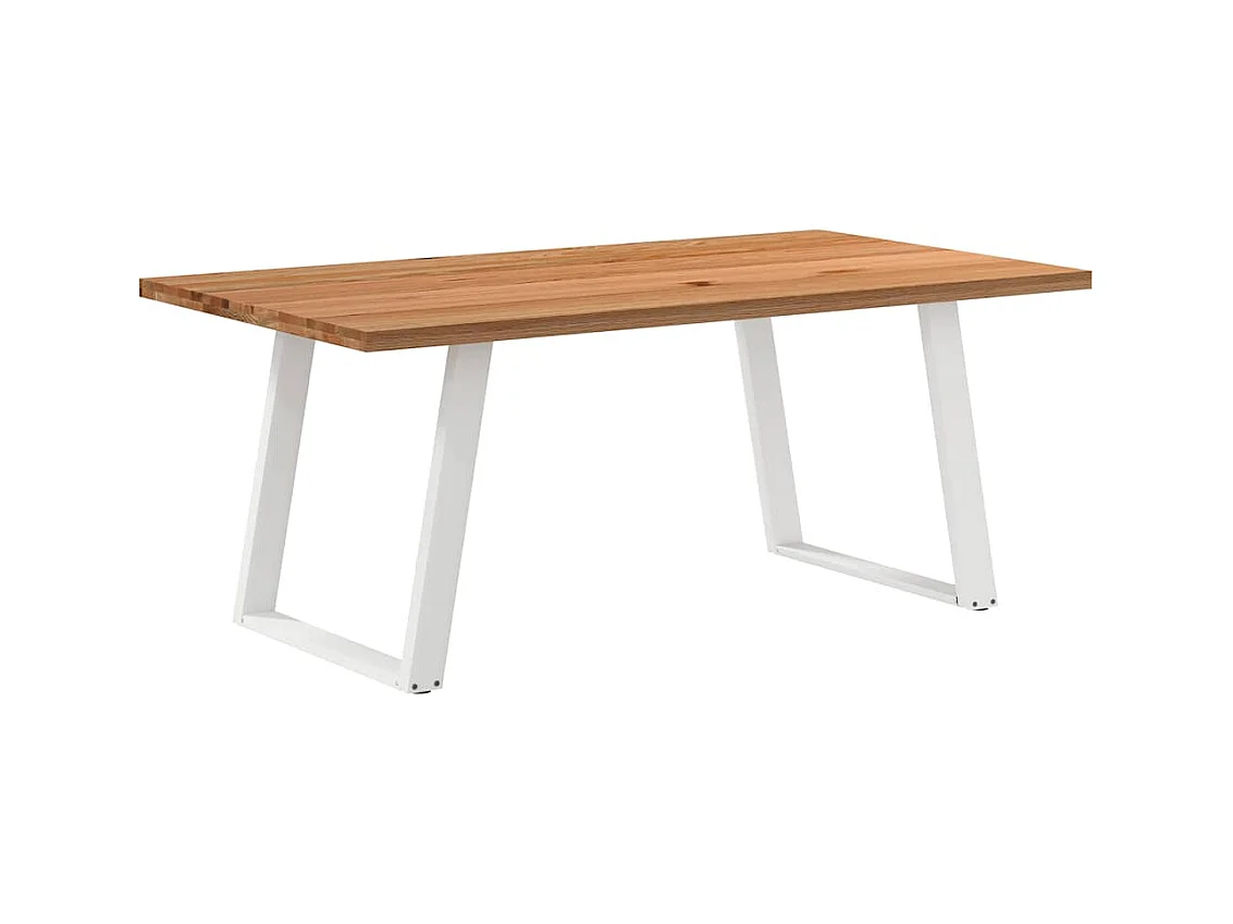 Table à manger marron clair bois de chêne massif rectangulaire