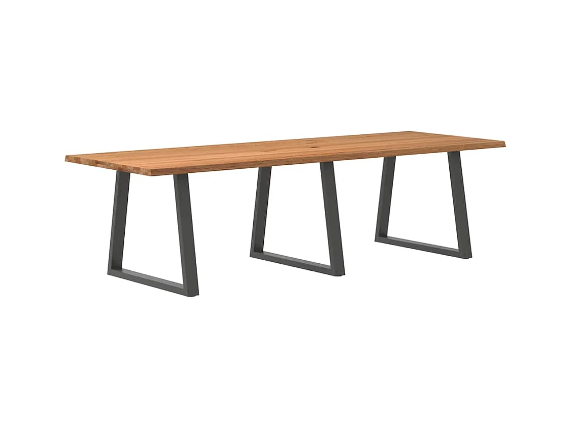 Table à manger avec bord naturel 280x100x74cm bois massif chêne