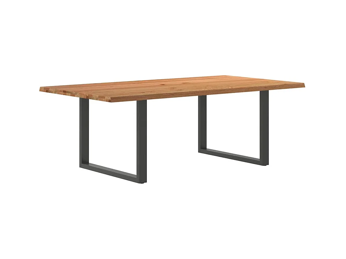 Table à manger marron clair bois de chêne massif rectangulaire