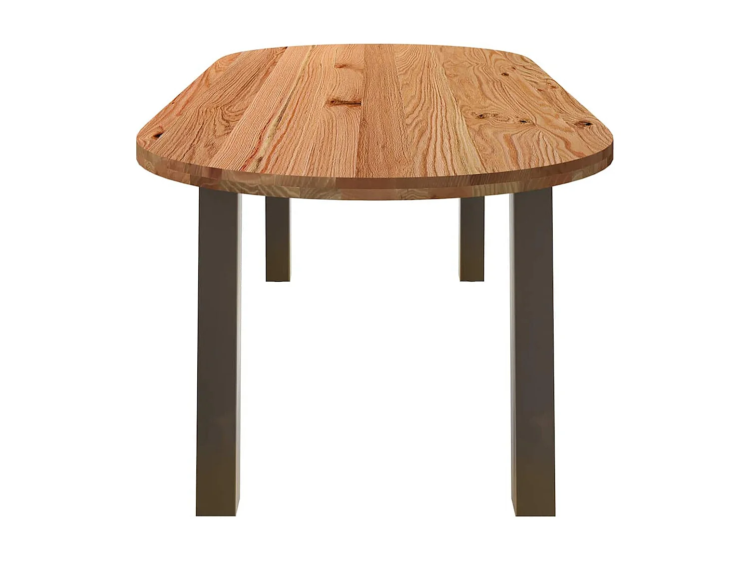 Table à manger marron clair bois de chêne massif ovale