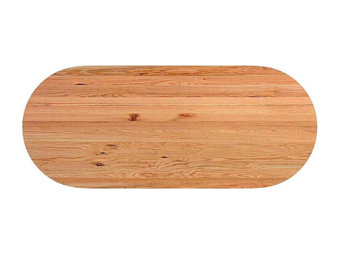 Table à manger marron clair bois de chêne massif ovale