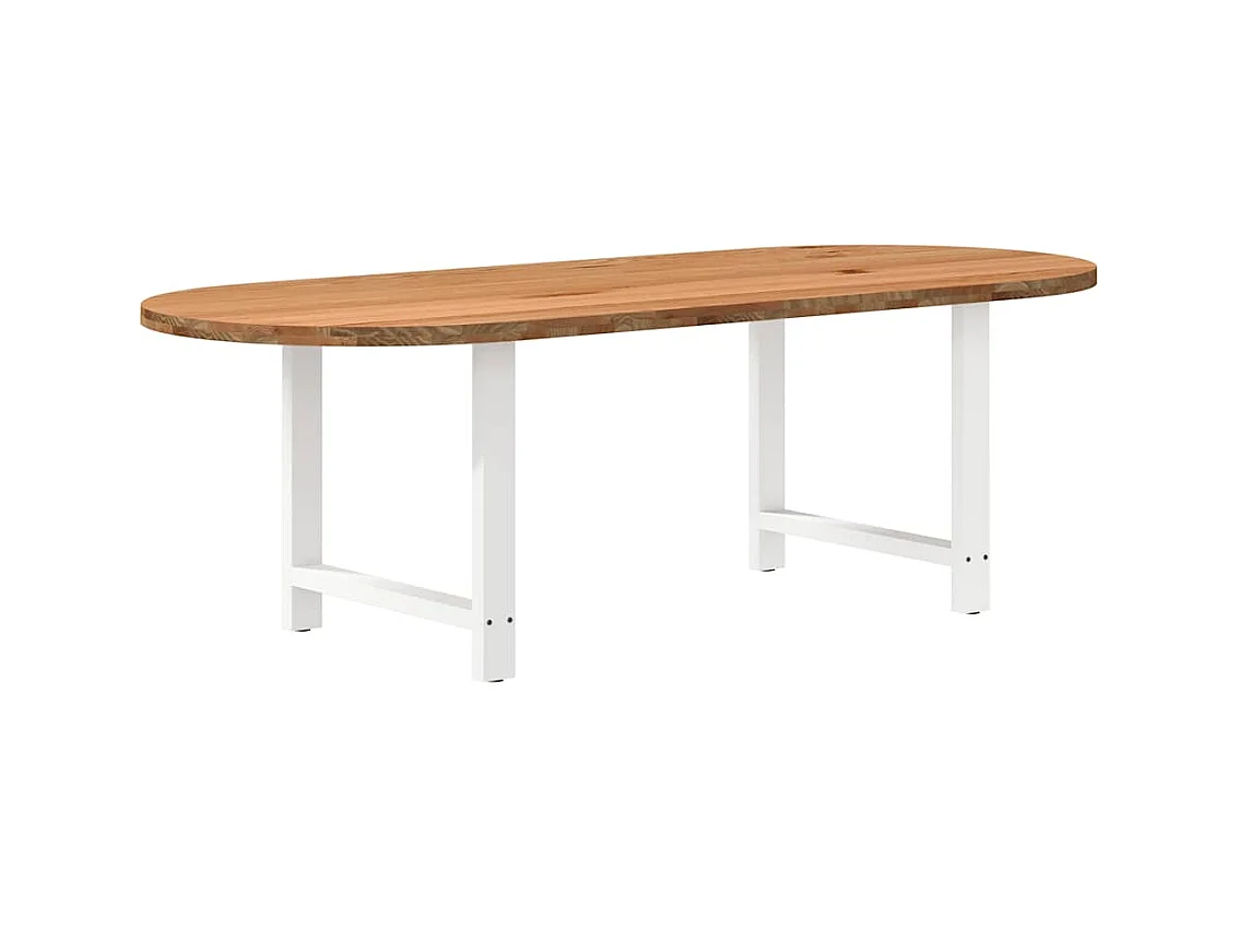 Table à manger marron clair bois de chêne massif ovale