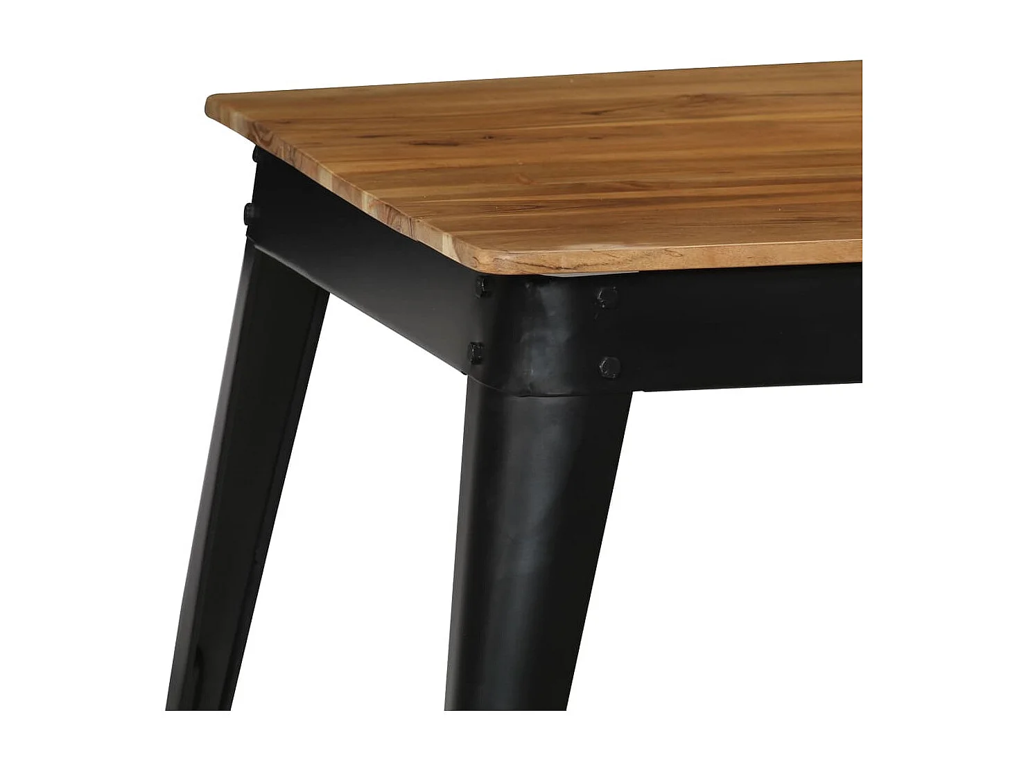 Mesa de comedor de madera de acacia maciza y acero 75x75x76 cm