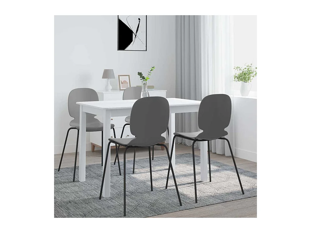 Mesa de comedor de madera maciza de caucho blanco 114x71x75 cm