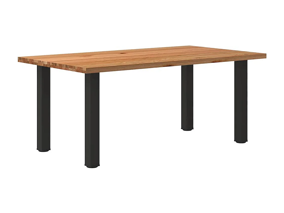 Table à manger marron clair bois de chêne massif rectangulaire