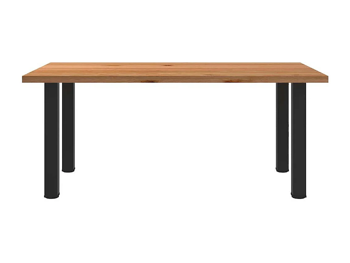 Table à manger marron clair bois de chêne massif rectangulaire