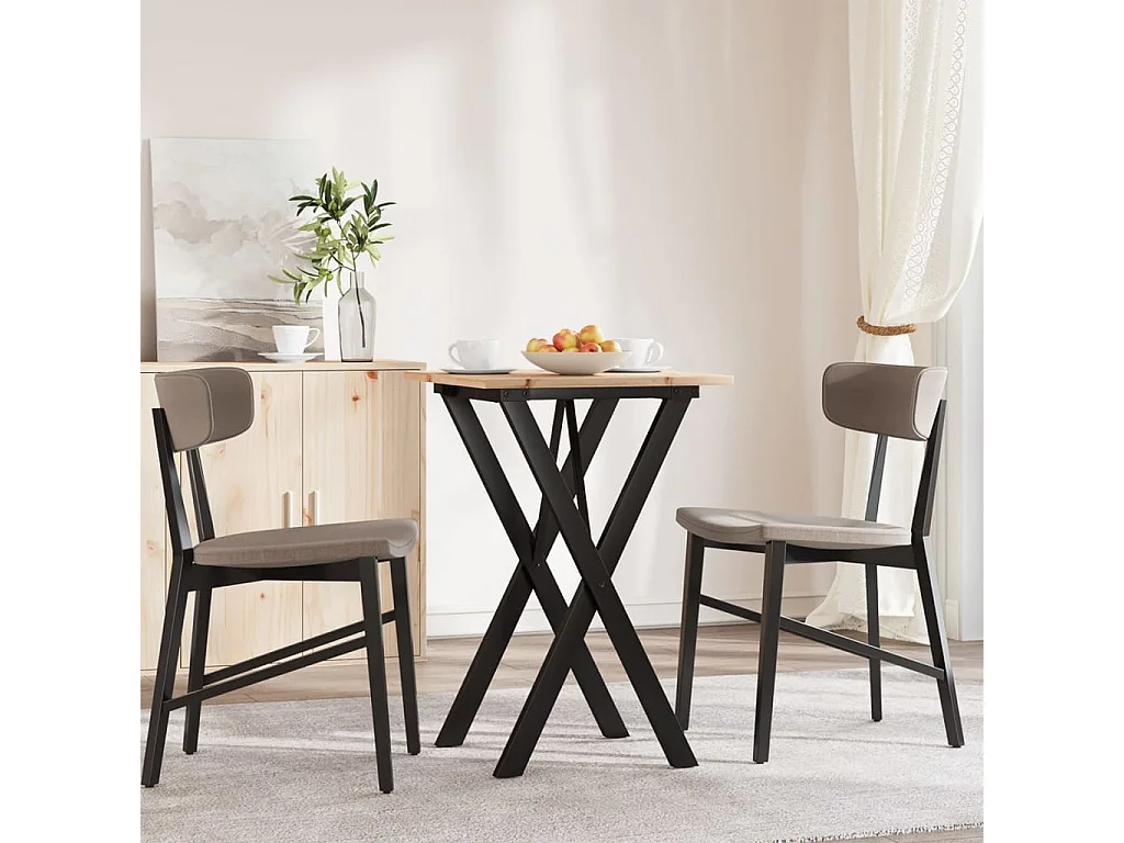 Table à manger cadre en X 50x50x75 cm bois de pin massif fonte