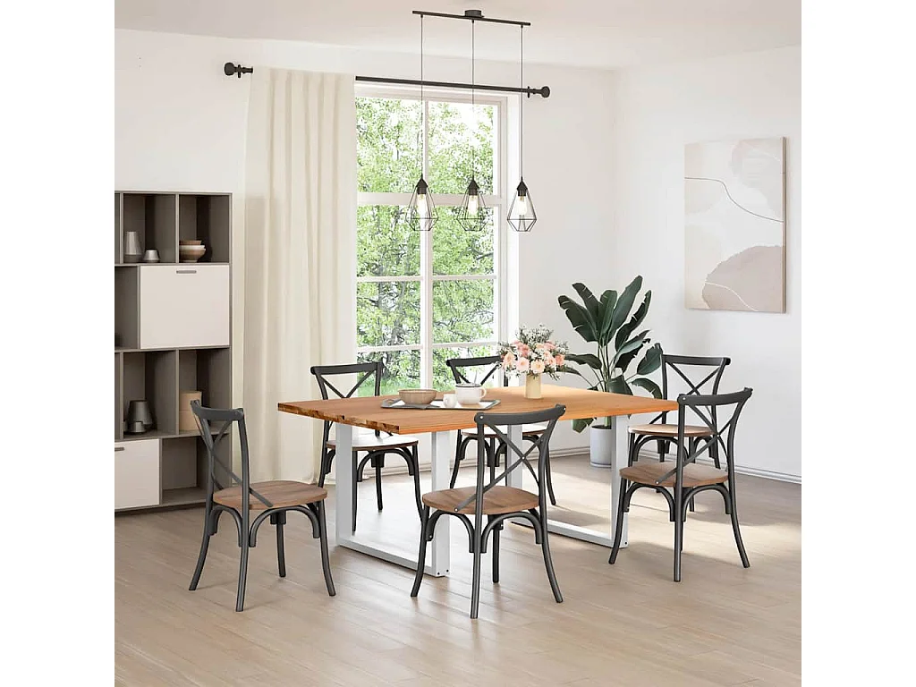 Eettafel rechthoekig 180x120x74 cm massief eikenhout lichtbruin