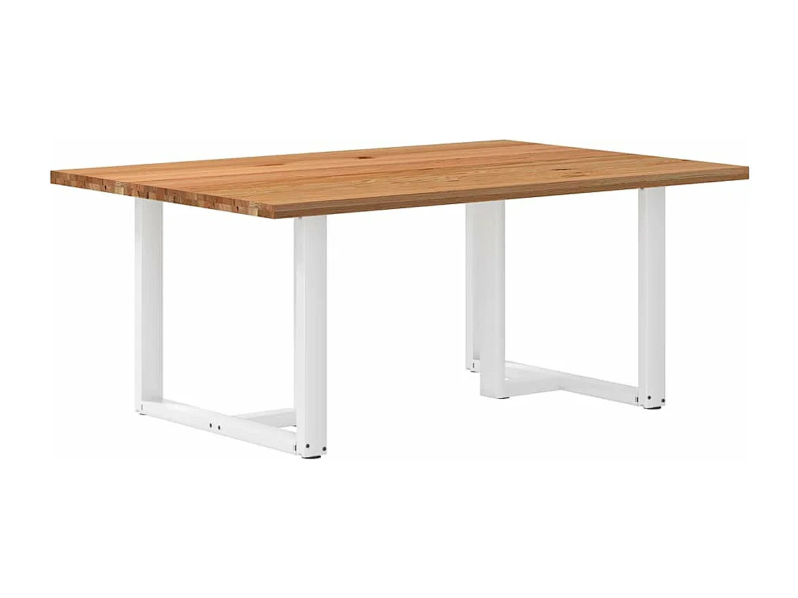 Table à manger marron clair bois de chêne massif rectangulaire