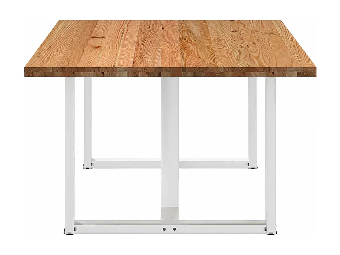 Table à manger marron clair bois de chêne massif rectangulaire