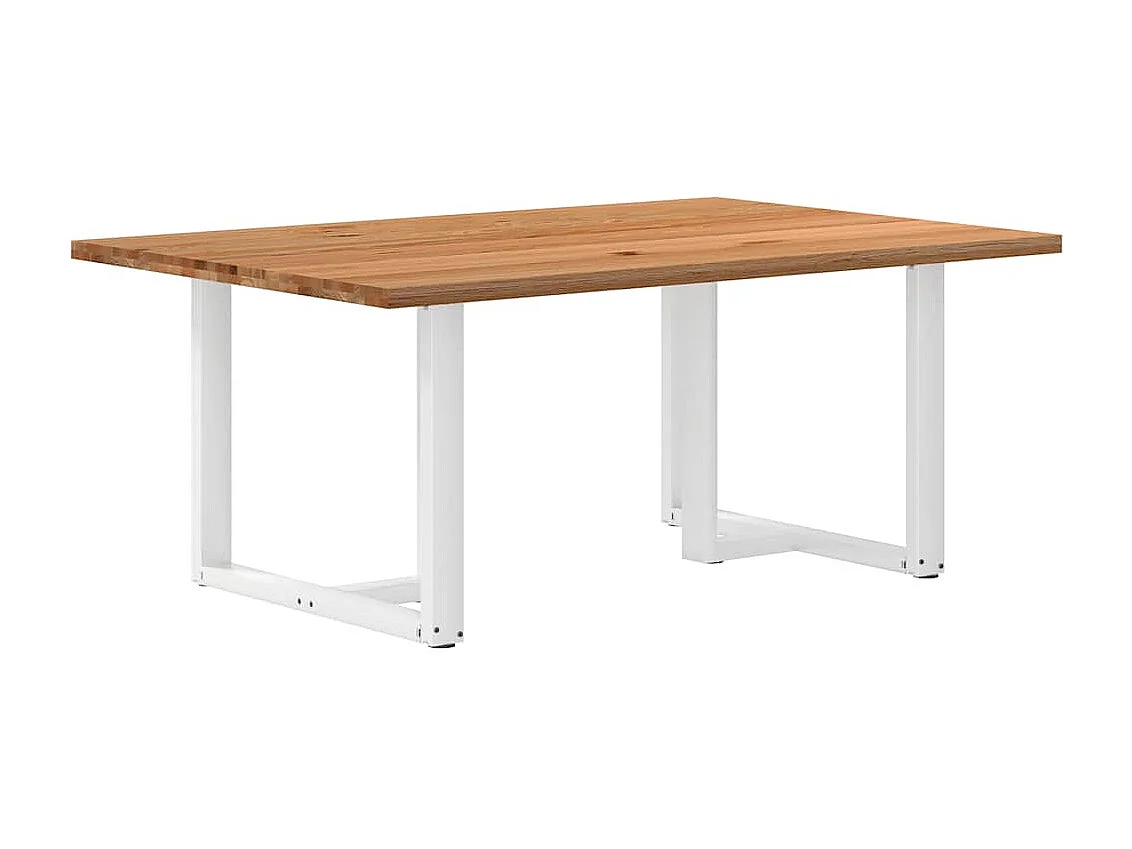 Table à manger marron clair bois de chêne massif rectangulaire