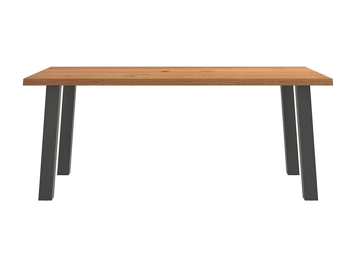 Table à manger marron clair bois de chêne massif rectangulaire