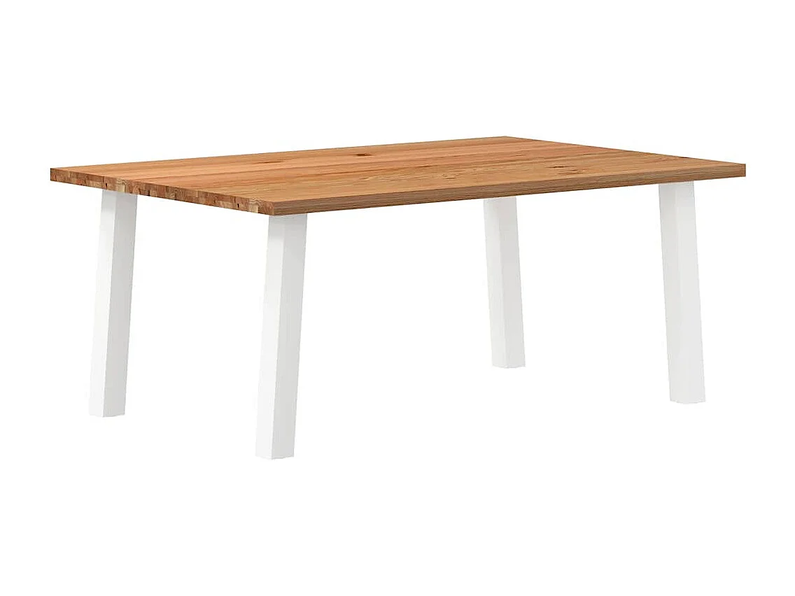 Table à manger marron clair bois de chêne massif rectangulaire