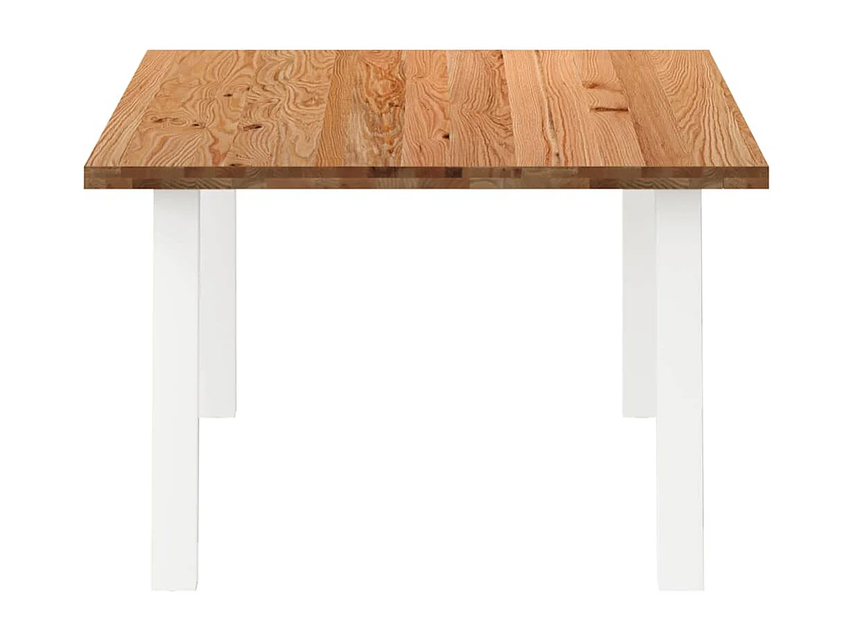 Table à manger marron clair bois de chêne massif rectangulaire