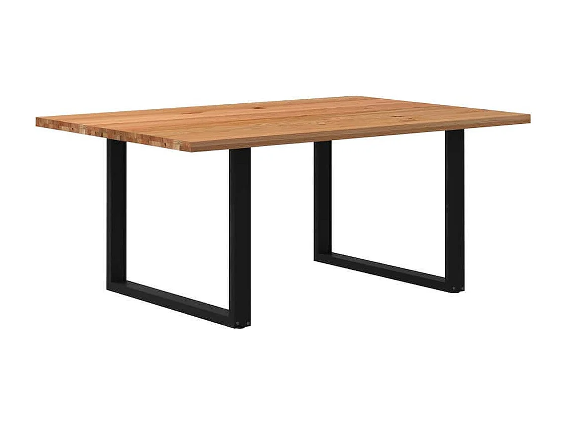 Table à manger marron clair bois de chêne massif rectangulaire