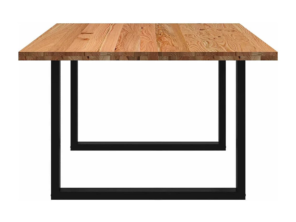 Table à manger marron clair bois de chêne massif rectangulaire