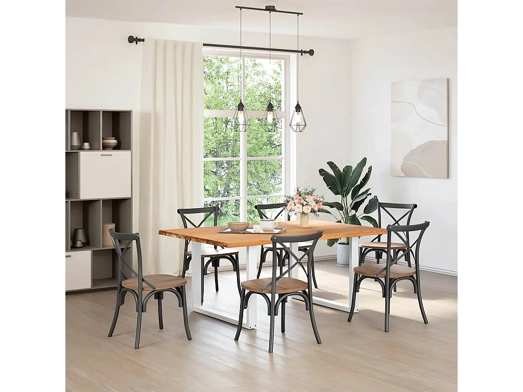 Eettafel rechthoekig 180x120x74 cm massief eikenhout lichtbruin