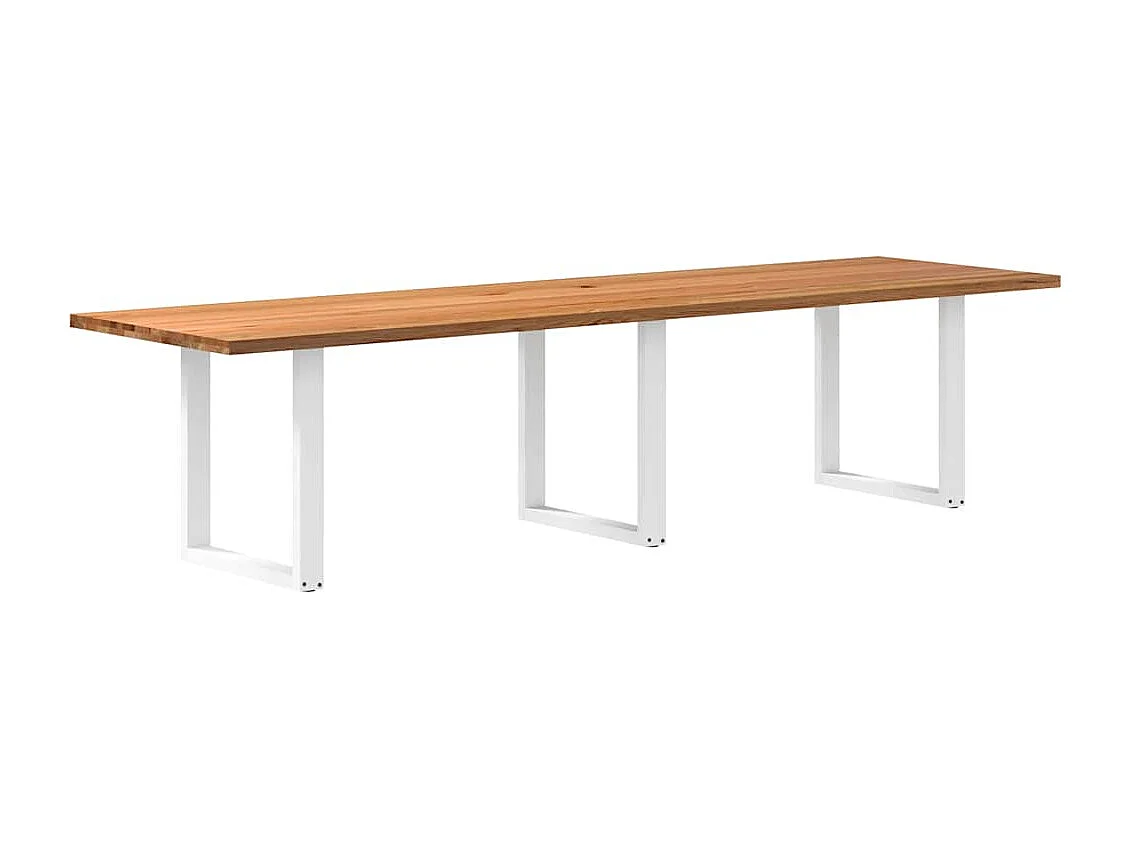 Table à manger marron clair bois de chêne massif rectangulaire