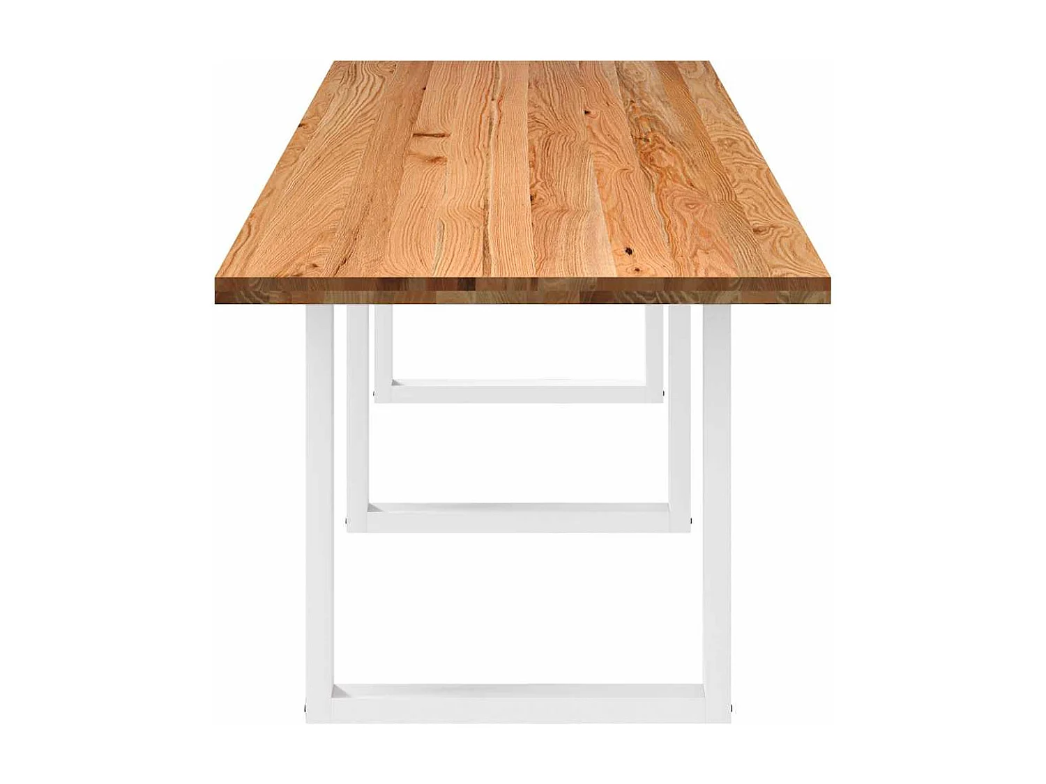 Table à manger marron clair bois de chêne massif rectangulaire