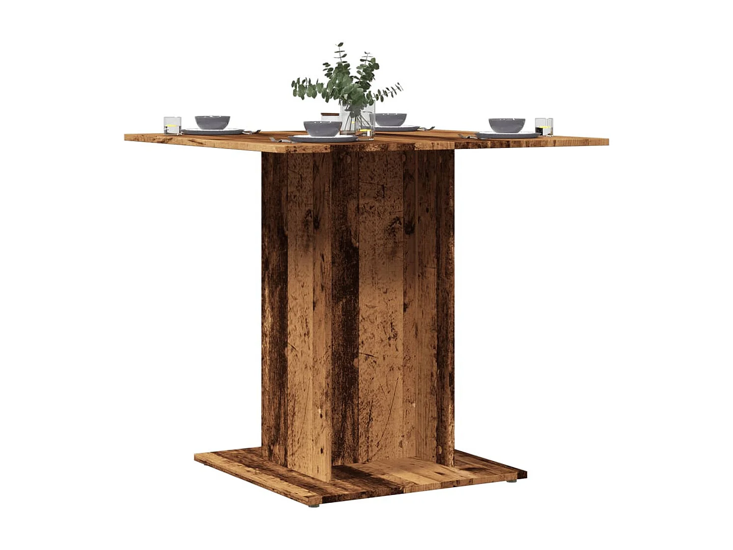 Eettafel 80x80x75 cm bewerkt hout oud houtkleurig