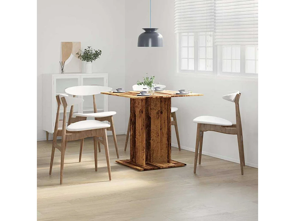 Eettafel 80x80x75 cm bewerkt hout oud houtkleurig