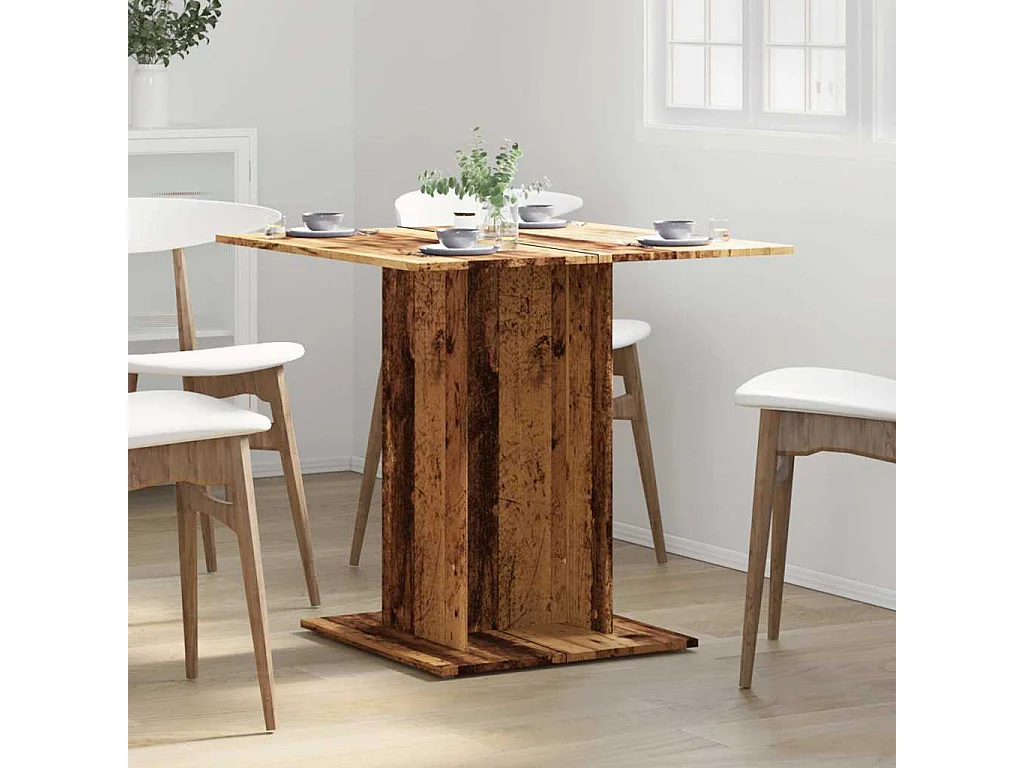 Eettafel 80x80x75 cm bewerkt hout oud houtkleurig