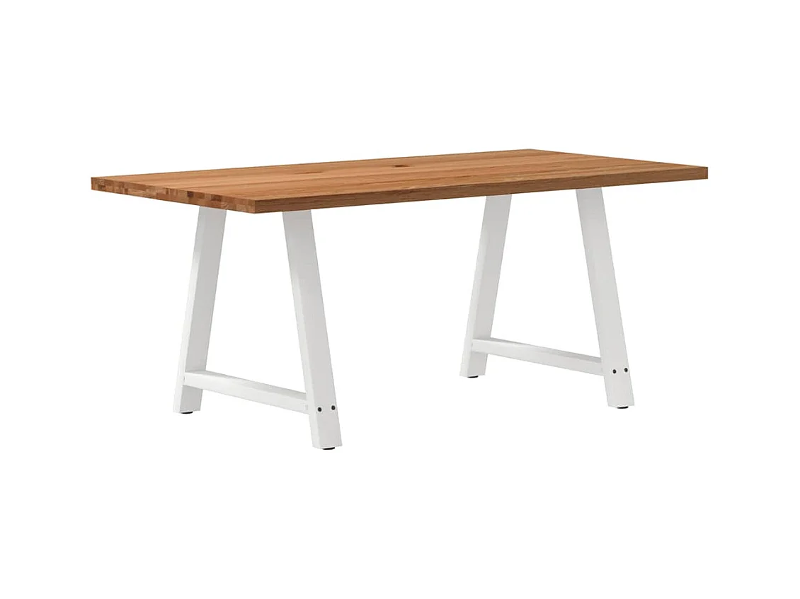 Table à manger marron clair bois de chêne massif rectangulaire