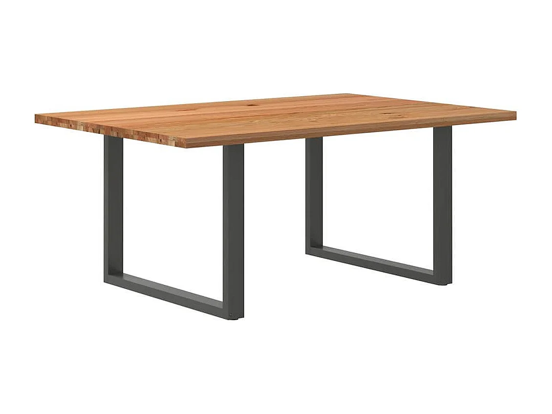 Table à manger marron clair bois de chêne massif rectangulaire