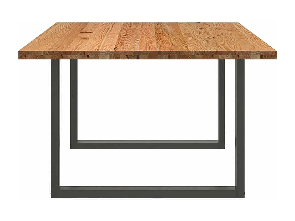 Table à manger marron clair bois de chêne massif rectangulaire