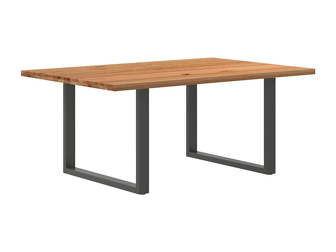 Table à manger marron clair bois de chêne massif rectangulaire