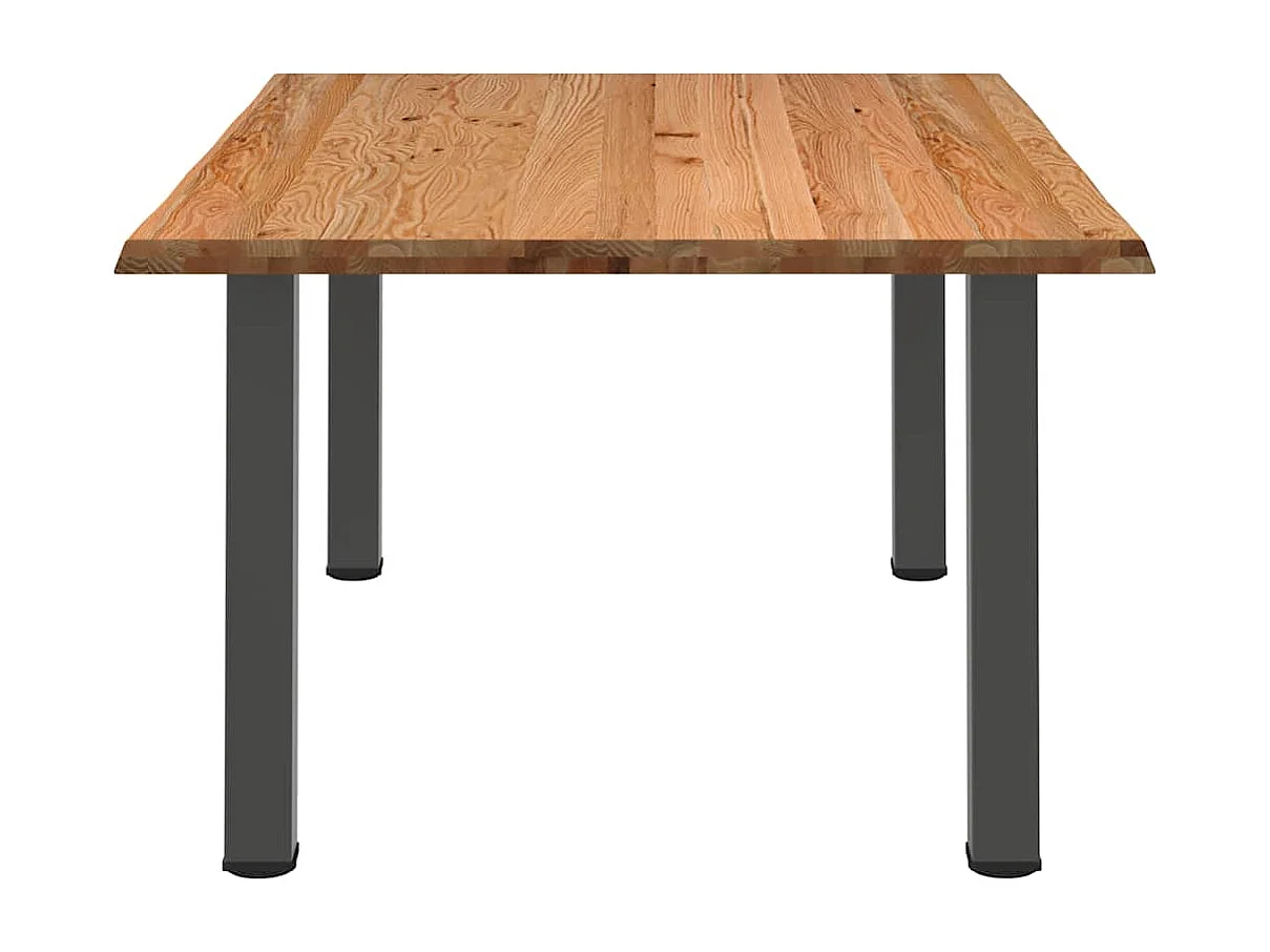 Table à manger marron clair bois de chêne massif rectangulaire