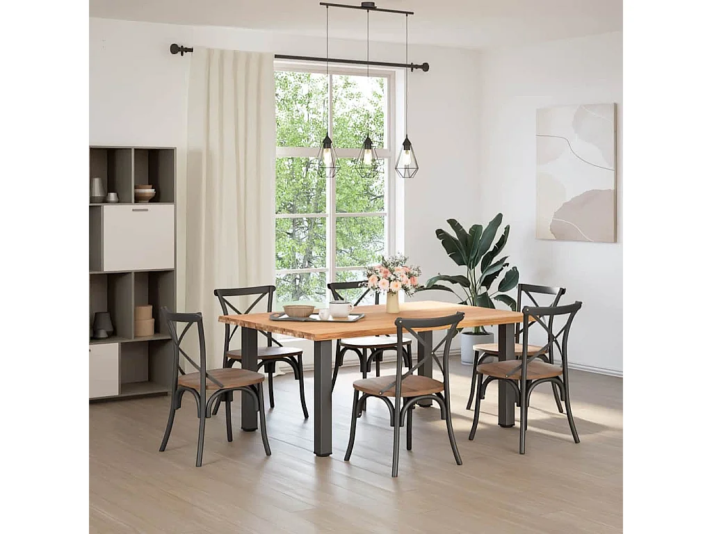 Eettafel rechthoekig 180x120x74 cm massief eikenhout lichtbruin