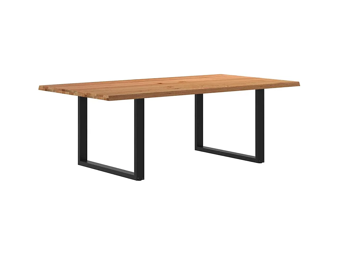 Eettafel met natuurlijke rand 220x120x74 cm massief eikenhout