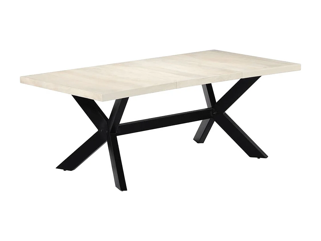 Table de salle à manger Blanc 200x100x75cm Bois manguier massif