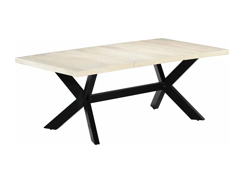 Mesa de jantar 200x100x75 cm madeira de mangueira maciça branco