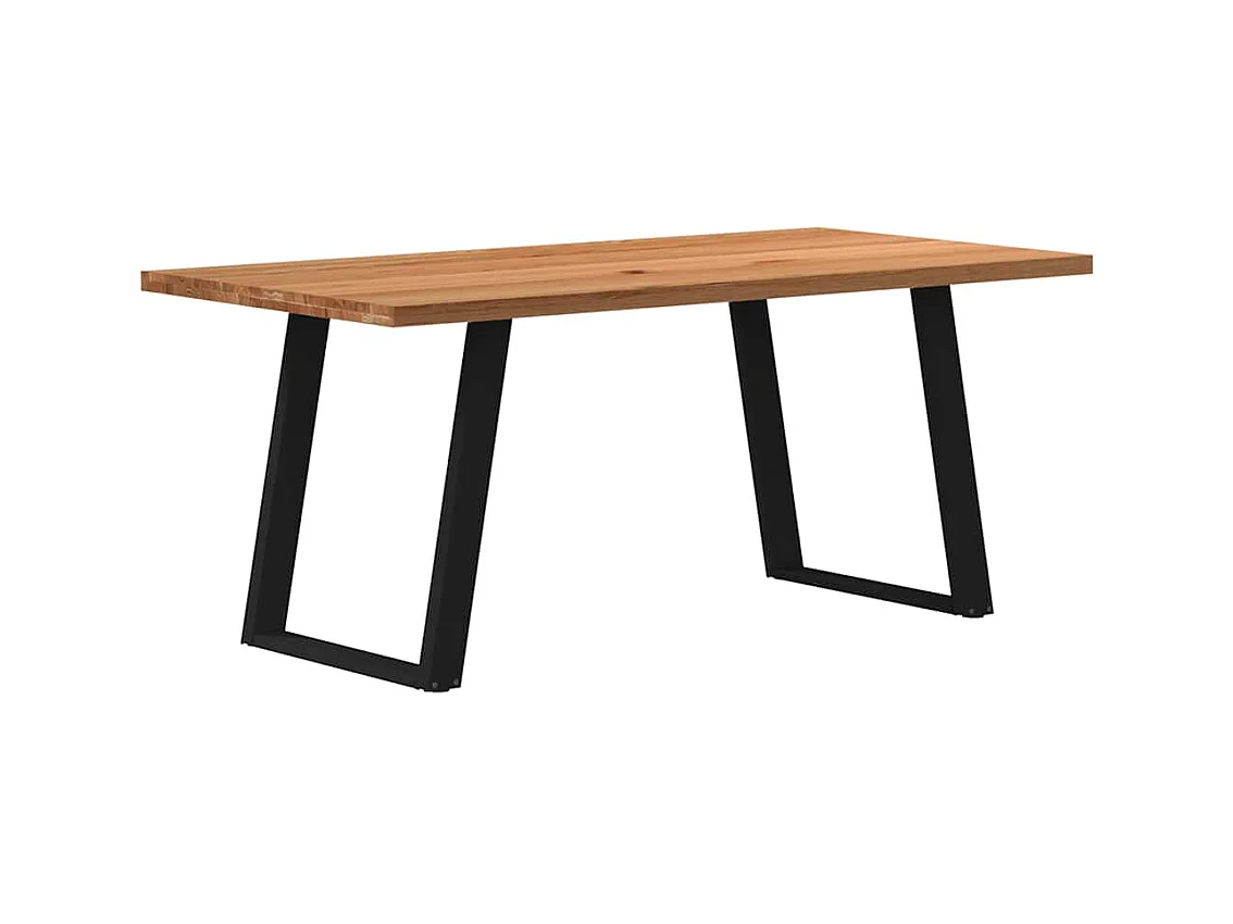 Table à manger marron clair bois de chêne massif rectangulaire