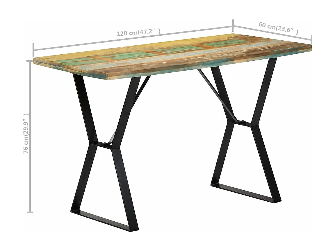 Table de salle à manger 120x60x76cm Bois de récupération massif