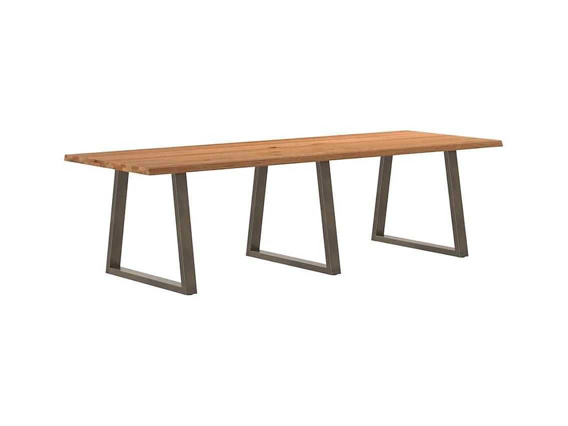 Table à manger avec bord naturel 280x100x74cm bois massif chêne