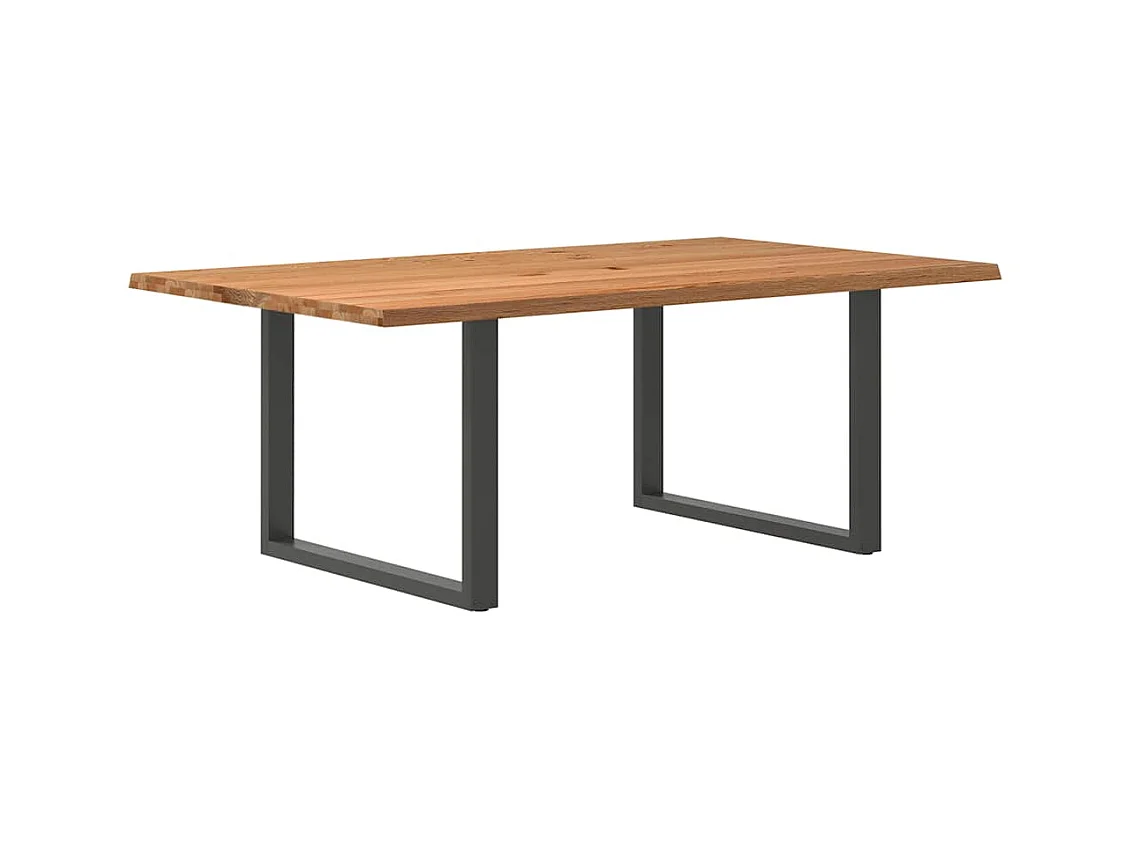 Table à manger marron clair bois de chêne massif rectangulaire
