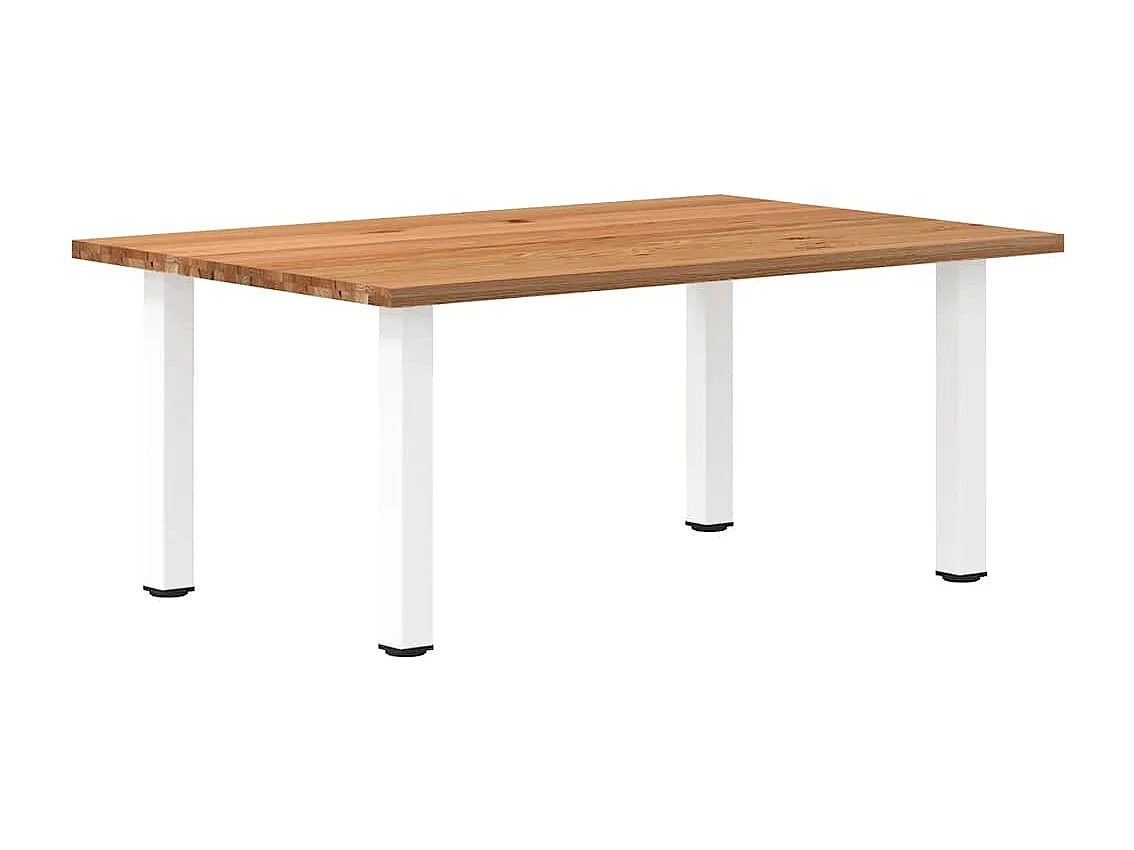 Table à manger marron clair bois de chêne massif rectangulaire