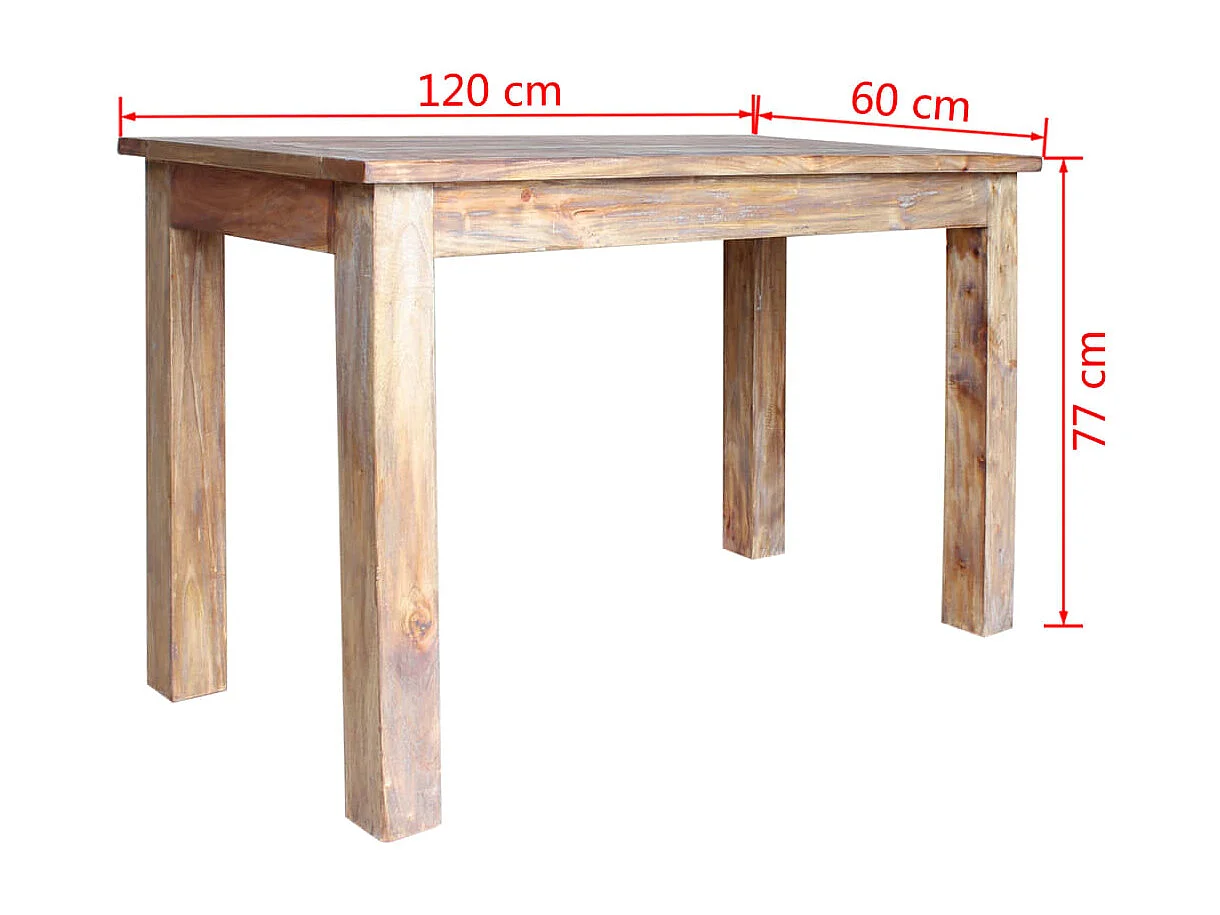 Mesa de jantar madeira reciclada maciça 120x60x77 cm