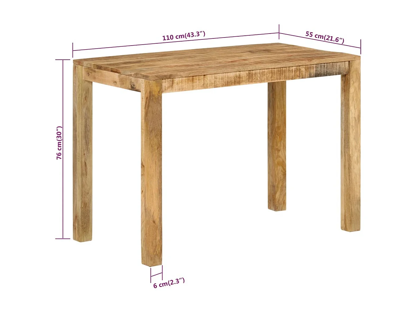 Table à manger 110x55x76 cm Bois de manguier massif