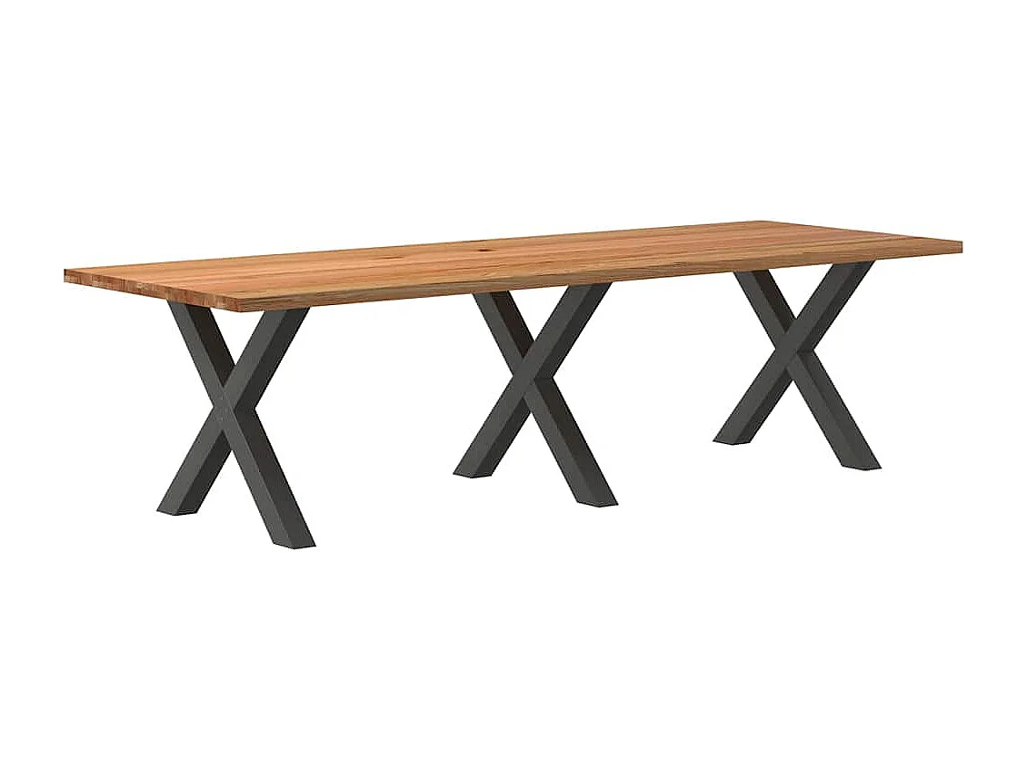 Table à manger marron clair bois de chêne massif rectangulaire