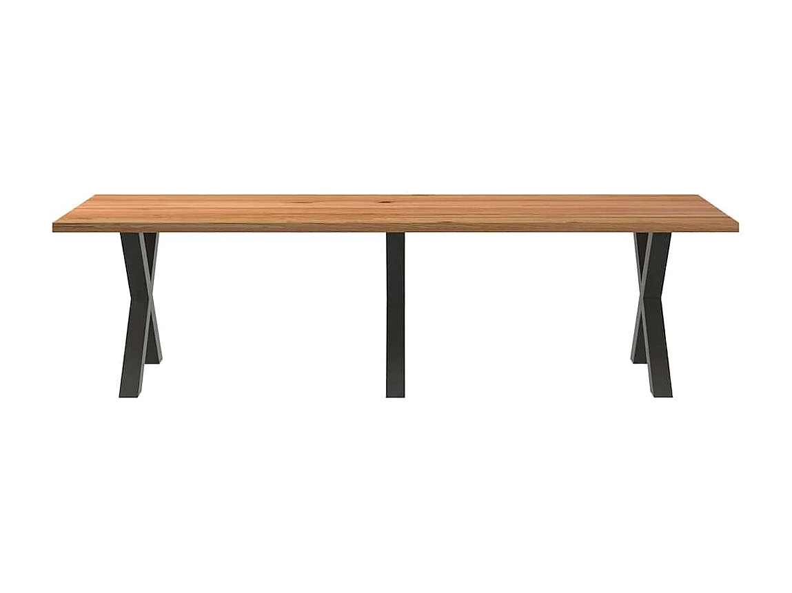 Table à manger marron clair bois de chêne massif rectangulaire