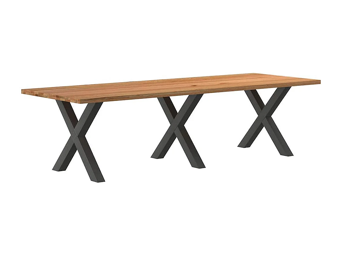 Table à manger marron clair bois de chêne massif rectangulaire