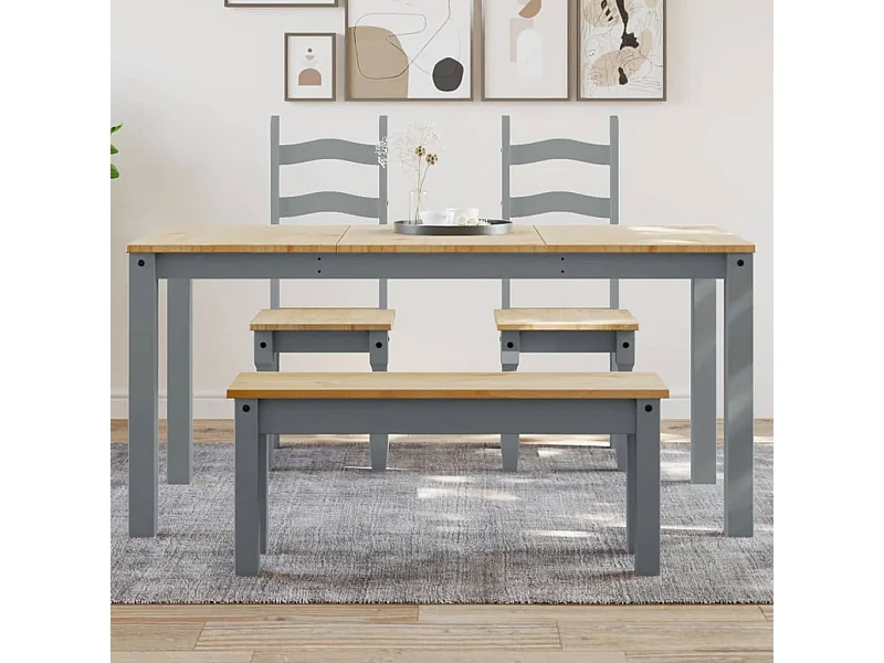 Mesa de jantar Panama 160x80x75 cm pinho maciço cinzento