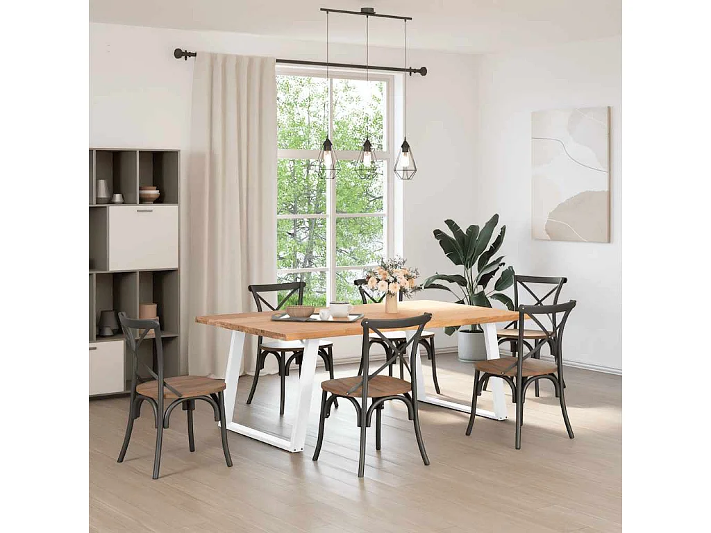 Table à manger marron clair 200x120x74 cm bois de chêne massif